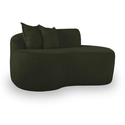 Sofá Design Robusto Elegante Curvo Bouclé Verde Musgo