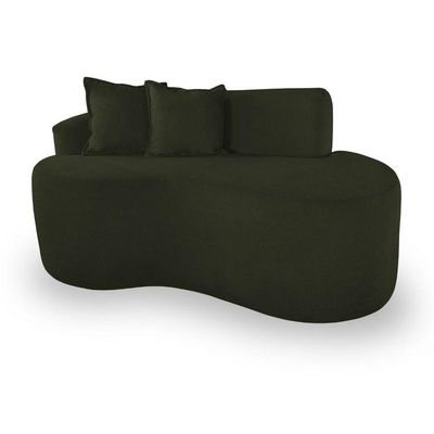 Sofá Design Robusto Elegante Curvo Bouclé Verde Musgo