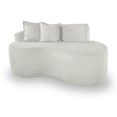Sofá Sala Curvo 2 Lugares Bouclé Branco