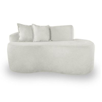 Sofá Sala Curvo 2 Lugares Bouclé Branco