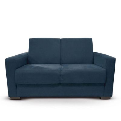 Sofá Estofado 2 Lugares Sala Estar Recepção Giovana Suede Azul Marinho