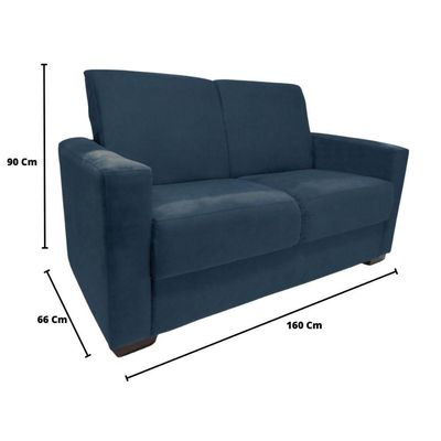 Sofá Estofado 2 Lugares Sala Estar Recepção Giovana Suede Azul Marinho