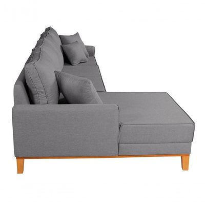 Sofá Living 4 Lugares Beny Com Chaise Lado Esquerdo Linho Império Cinza Claro 185