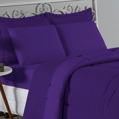 Edredom Solteiro Nobre 1 Peça Dupla Face 1,60m X 2,40m Malha 100% Algodão - Roxo