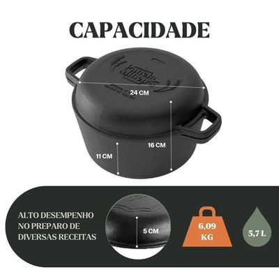 Panela Forno Holandês Mg 24 Cm 5,7 L Em Ferro Fundido Panela Mineira
