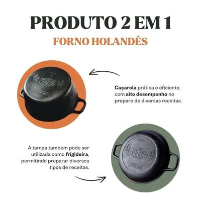 Panela Forno Holandês Mg 24 Cm 5,7 L Em Ferro Fundido Panela Mineira