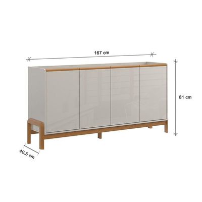 Aparador Buffet Elegance Com 4 Portas Off White/jequitiba - Lukaliam