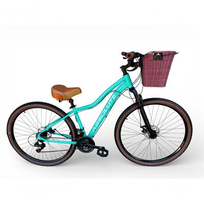 Bicicleta Aro 29 Feminina Absolute Hera Retrô Vintage 21v Confortável Cesta Selim 2 Molas - Verde Tam 15