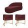 Kit Divã Luna 160cm Lado Esquerdo E 02 Poltronas Base De Ferro Dourado Suede Bordô
