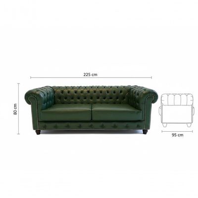 Sofá 3 Lugares Chesterfield Classico Verde - Combo Stock