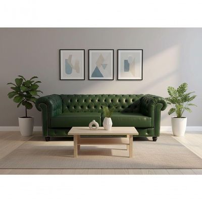 Sofá 3 Lugares Chesterfield Classico Verde - Combo Stock