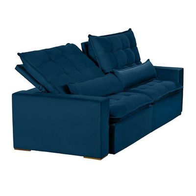 Sofá 4 Lugares 2.30 Mt Retrátil E Reclinável Sofatec Azul