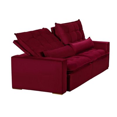 Sofá 4 Lugares 2.30 Mt Retrátil E Reclinável Vermelho