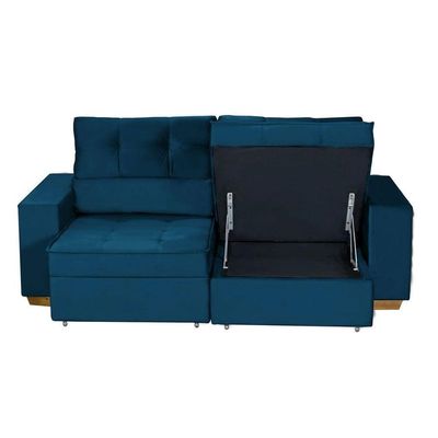 Sofá Baú San Marino Retrátil E Reclinável 3 Lugares Sofatec Azul