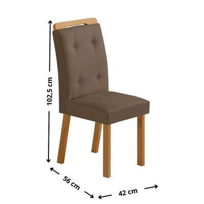 Mesa De Jantar Yasmin 180cm Tampo Mdf Com 6 Cadeiras Carol Veludo Capuccino/naturale/off White
