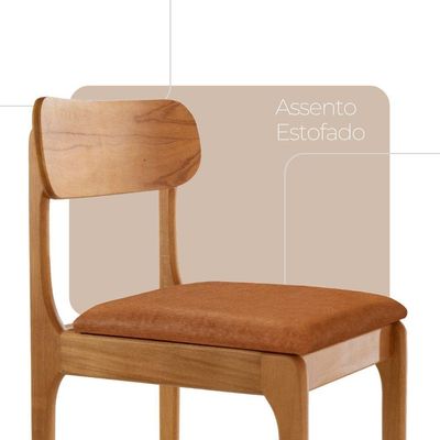 Conjunto Com 2 Cadeiras De Jantar Star Moderna Mobília Star Caramelo / Imbuia Nat.