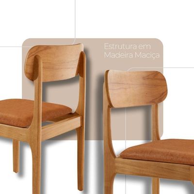Conjunto Com 2 Cadeiras De Jantar Star Moderna Mobília Star Caramelo / Imbuia Nat.