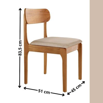 Conjunto Com 2 Cadeiras De Jantar Star Moderna Mobília Linho Off / Imbuia Nat.