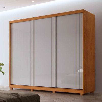 Guarda Roupa Casal Connor Mdf 3 Portas 6 Cabideiros Com Pés Naturalle/off White