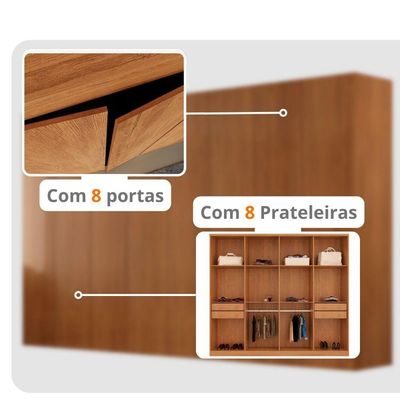 Guarda Roupa Casal Atacama Mdf Moderna Mobília Naturalle