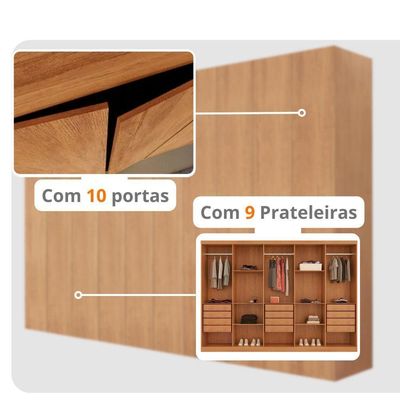 Guarda Roupa Casal Everest Mdf Moderna Mobília Naturalle