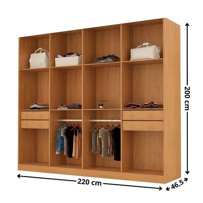 Guarda Roupa Casal Atacama Mdf Moderna Mobília Naturalle/off White