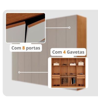 Guarda Roupa Casal Atacama Mdf Moderna Mobília Naturalle/off White