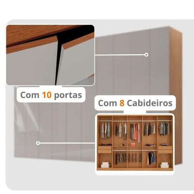 Guarda Roupa Casal Everest Mdf 10 Pts 4 Gav 5 Prateleiras Naturalle/off White