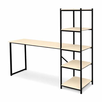 Escrivaninha Mesa Para Estudo E Home Office Tower Klm Store Preto Com Off White