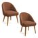Kit 02 Cadeiras Poltrona De Jantar Estofada Luna Boucle Terracota Pés Palito Castanho - Pallazio