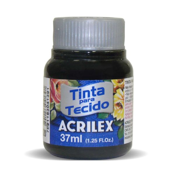 TINTA TECIDO FOSCA PRETO 37ML ACRILEX