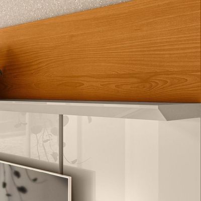 Painel Rack Bancada Aura Mdp 2 Portas Deslizantes - Pallazio Cor Cinamomo E Off White