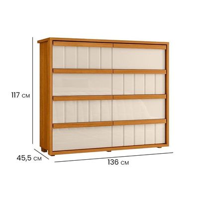 Cômoda Tarsila Em Mdf Com 8 Gavetas Telescópicas Cinamomo E Off White - Pallazio