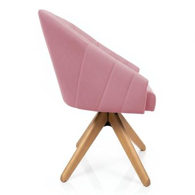 Kit 4 Poltronas Giratórias Alana Veludo Rosê Base De Madeira - Pallazio