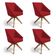 Kit 4 Poltronas Giratórias Alana Suede Vermelho Base De Madeira - Pallazio