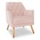 Poltrona Velvet Strass Veludo Pés De Madeira Rosa Bebê - Pallazio