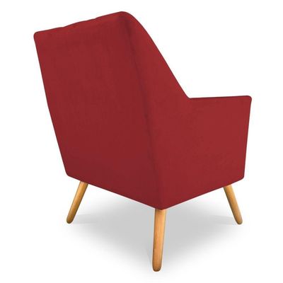 Poltrona Velvet Strass Veludo Pés De Madeira - Pallazio Cor Vermelho