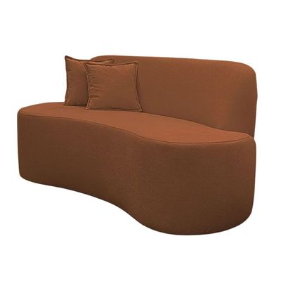 Sofá Minimalista Orgânico 2 Lugares Sala Bouclé Terracota