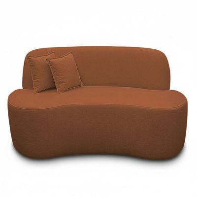 Sofá Minimalista Orgânico 2 Lugares Sala Bouclé Terracota