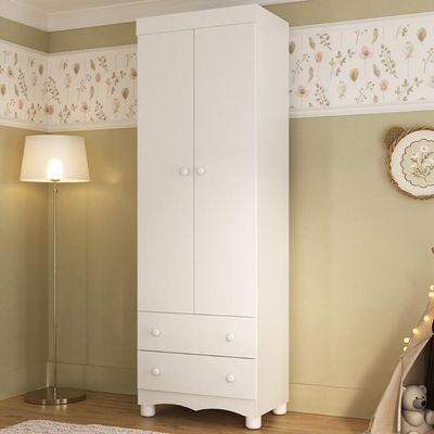 Guarda-roupa Infantil 62cm 2 Portas E 2 Gavetas Dengo Multimóveis Mp4436 Branco Branco