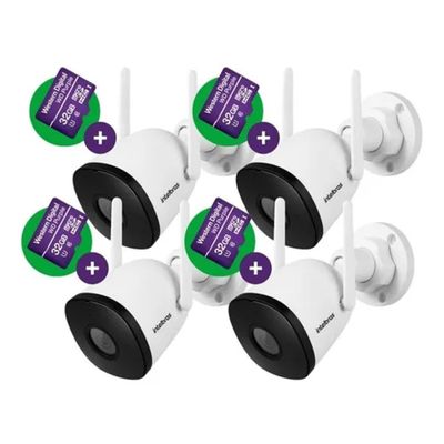 Kit 4 Câmeras Wi-fi Intelbras Im5s Com Cartao 32gb Fullhd