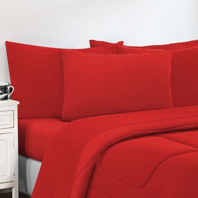 Kit Edredom Malha 100% Algodão Gran Moratta 2 Peças Solteiro - Vermelho/Vermelho