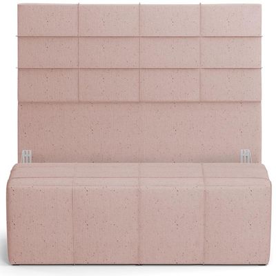 Kit Cabeceira Cama Box Queen 160cm com Calçadeira Roma W01 Linho Rosê - Lyam