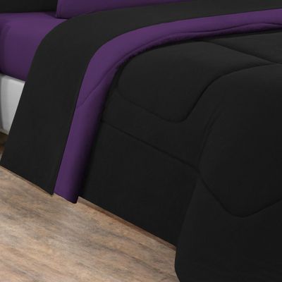 Edredom Malha 100% Algodão Gran Moratta 1 Peça Queen - Preto/Roxo