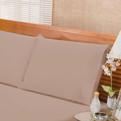 Jogo De Cama Ponto Palito Percal 180 Fios Elegance Queen 03 Peças - Caqui