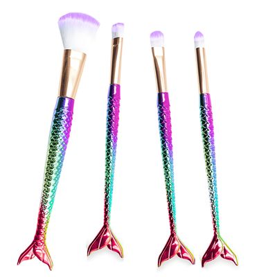 Kit 4 Pincéis Para Maquiagem Sereia Pó Blush Contorno macio
