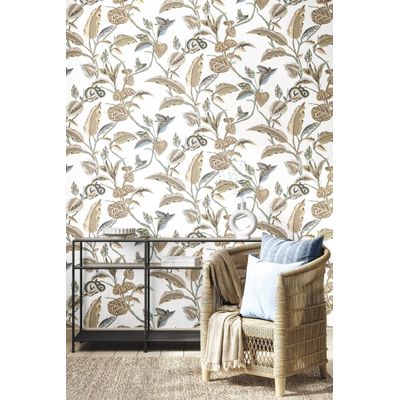Papel de Parede Botany House Botânica Azul 15506