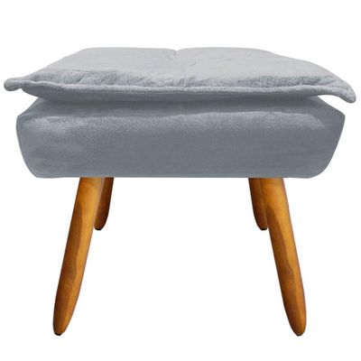Puff Decorativo Pés Palito Charger Suede Cinza - Gran Belo