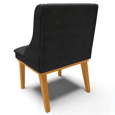 Kit 5 Cadeiras Decorativas Sala de Jantar Base Fixa de Madeira Firenze Veludo Preto/Castanho G19 - Gran Belo