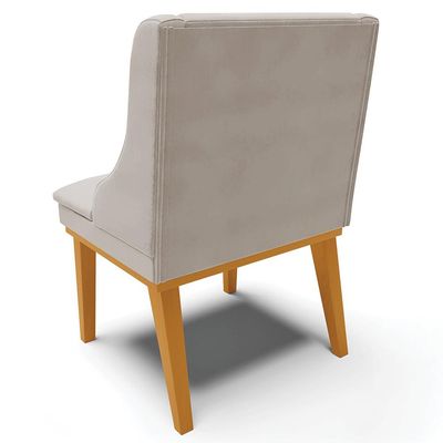 Kit 3 Cadeiras Decorativas Sala de Jantar Base Fixa de Madeira Firenze Veludo Cinza/Castanho G19 - Gran Belo